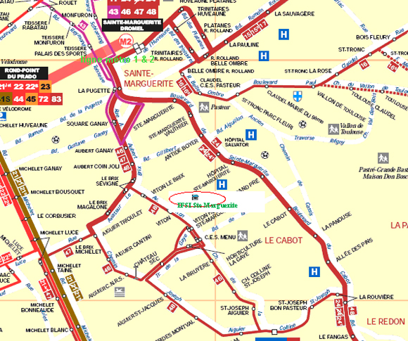 Carte d'accès IFSI Sud en transports en commun