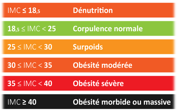 grille permettant d'évaluer son IMC